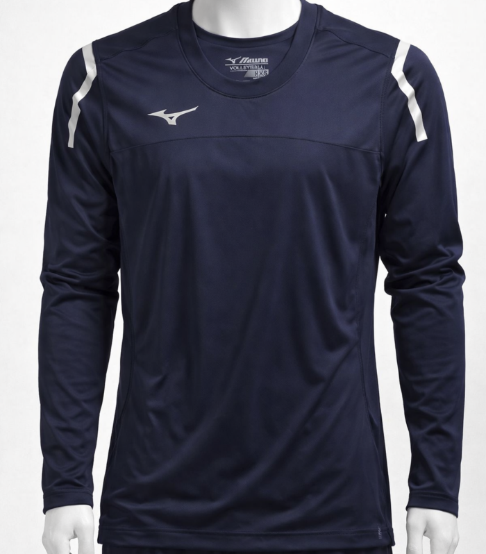 Camiseta deportiva Mizuno azul marino de manga larga para hombre ideal para entrenamiento y voleibol