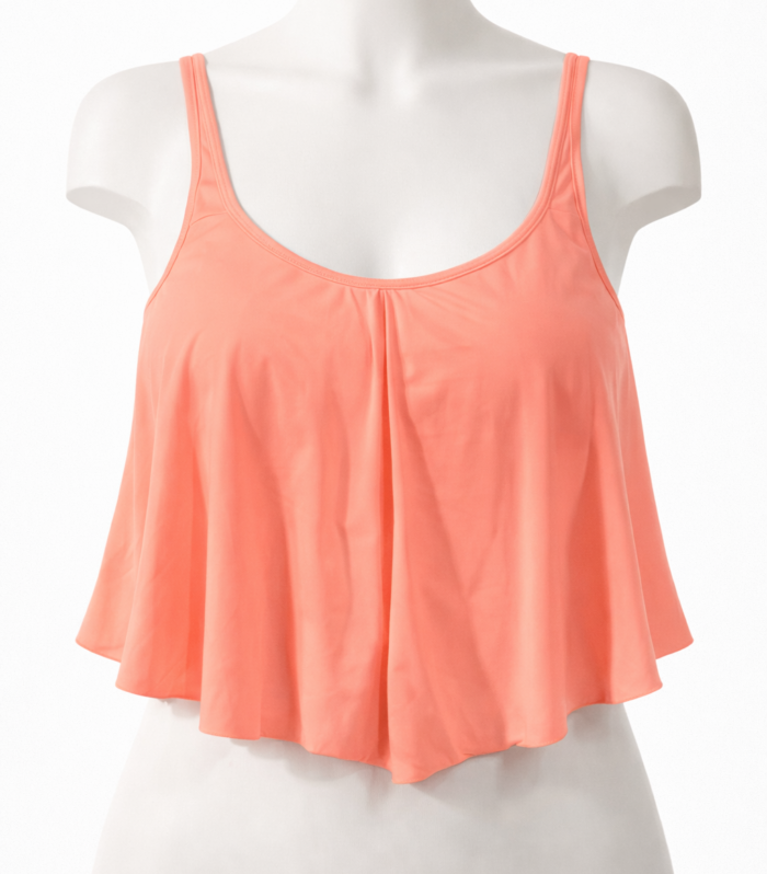Top coral para mujer talla grande con tirantes y diseño suelto tipo vuelo ideal para verano y playa