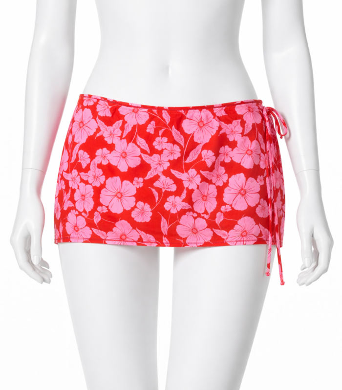 Salida de Playa Floral Rosada para Mujer con Ajuste Lateral